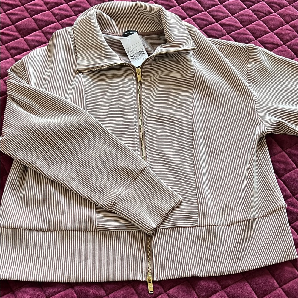 Buckle Black Striped Tan Women's Jacket